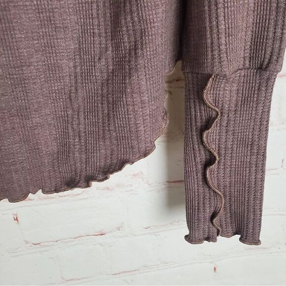 NWT Project Social T Women’s Thermal Waffle Long Sleeve Off Shoulder Mauve - SM - Picture 8 of 11